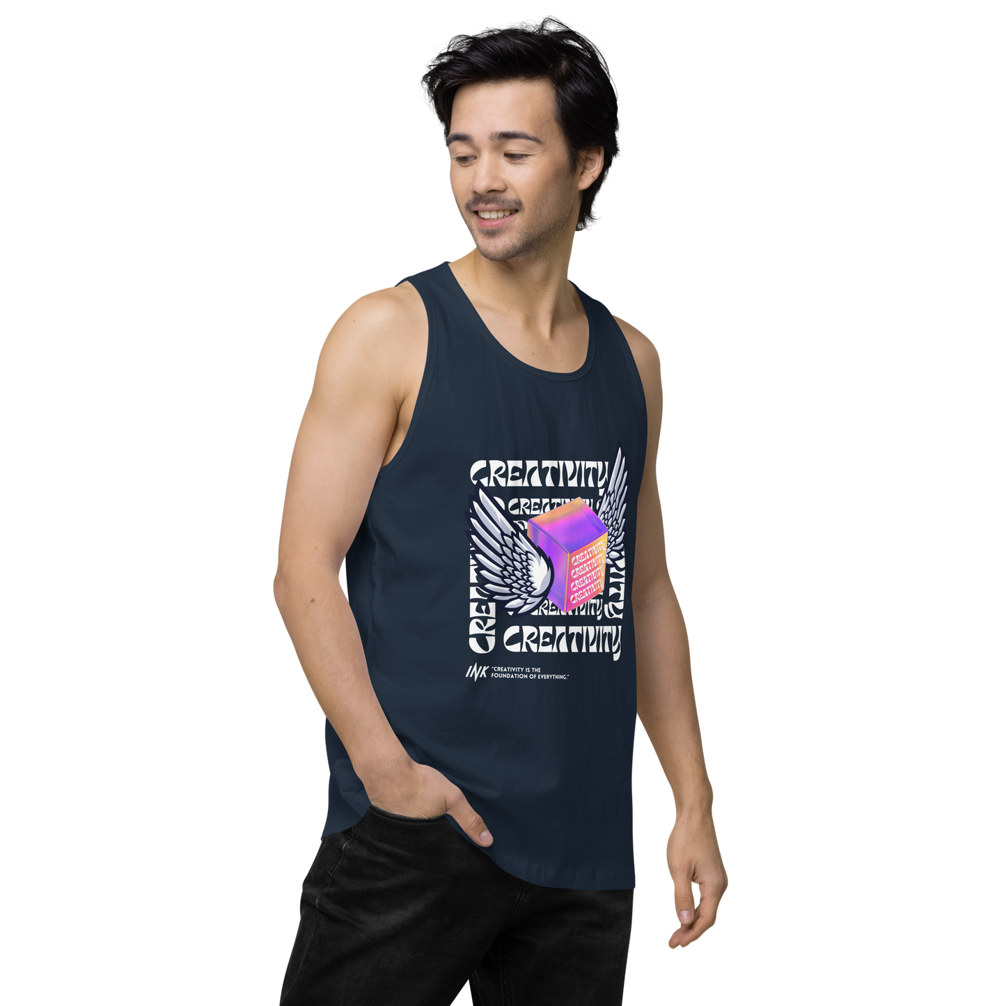 EliteBlend Premium Tank Top with Iconic "Cube of Creativity" print