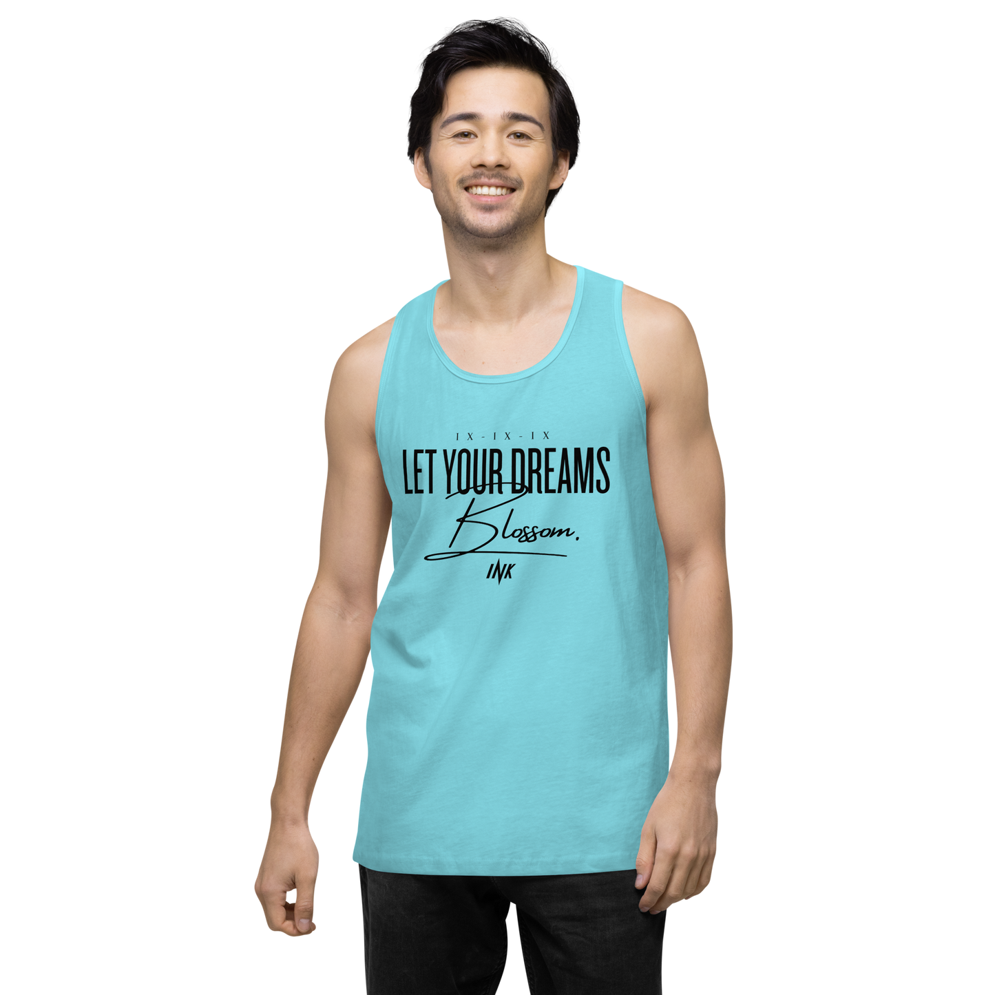 EliteBlend Premium Tank Top with "Let Your Dreams Blossom" design