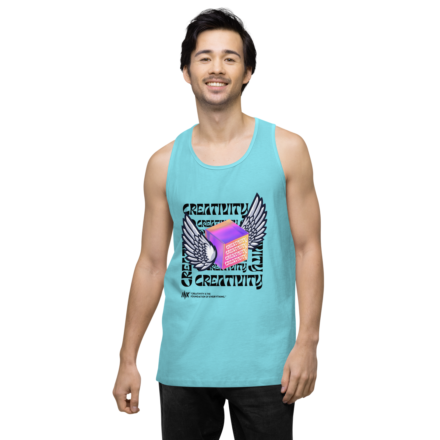 EliteBlend Premium Tank Top with Iconic "Cube of Creativity" print