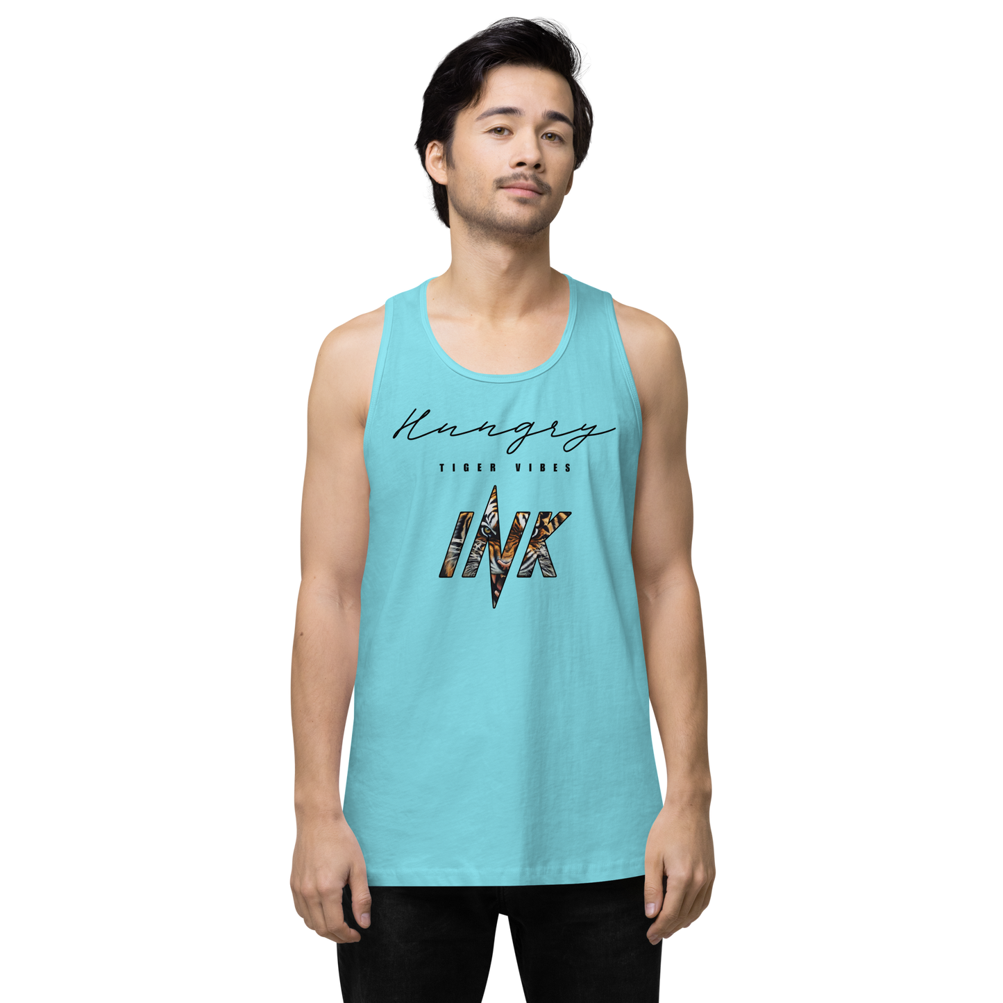 EliteBlend Premium Tank Top with “Hungry Tiger Vibes” print