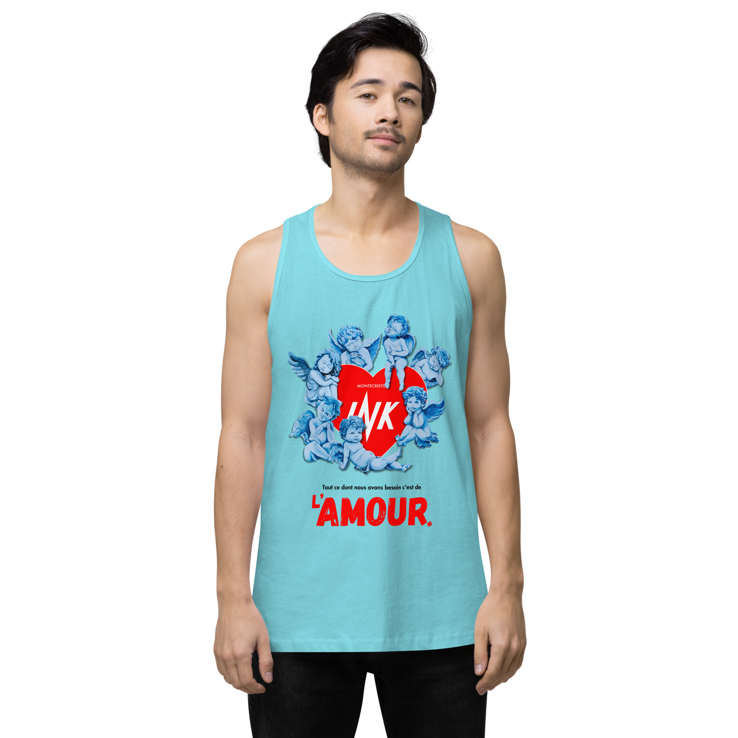 EliteBlend Premium Tank Top with Iconic “AMOUR” motif