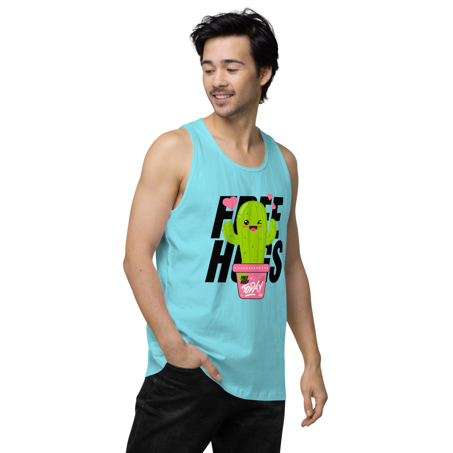 EliteBlend Premium Tank Top with "Free Hugs Today" design