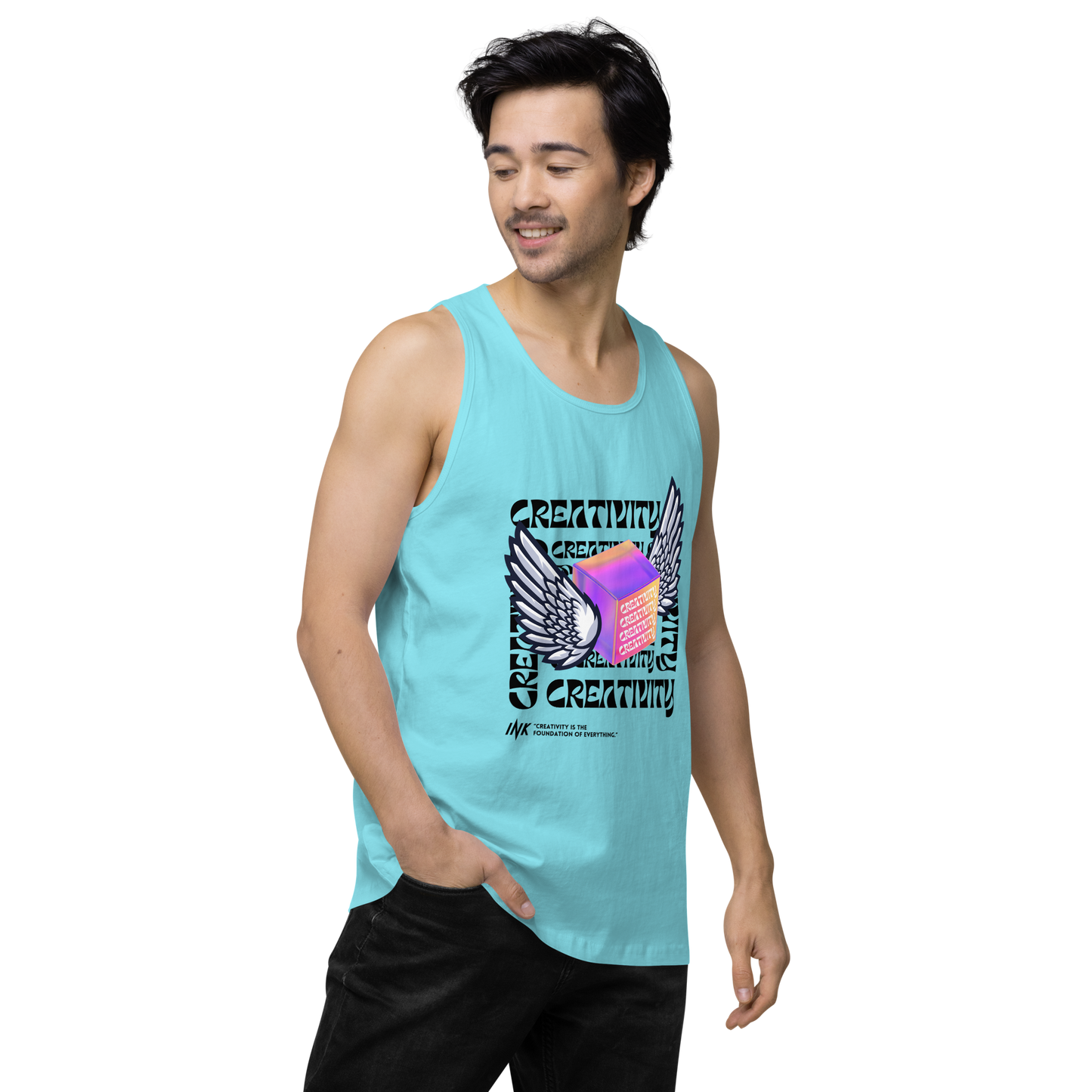 EliteBlend Premium Tank Top with Iconic "Cube of Creativity" print