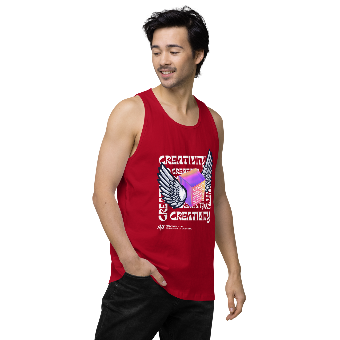 EliteBlend Premium Tank Top with Iconic "Cube of Creativity" print