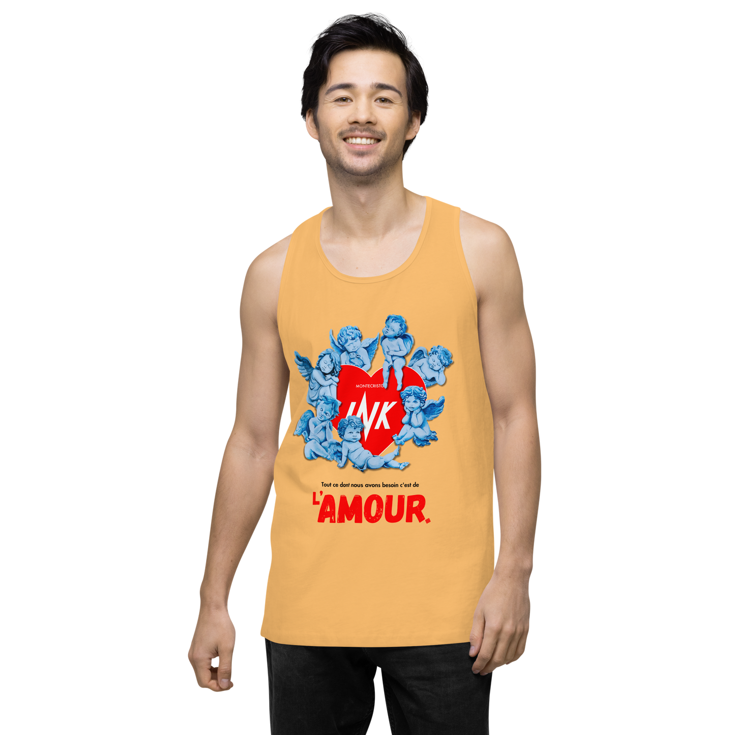 EliteBlend Premium Tank Top with Iconic “AMOUR” motif