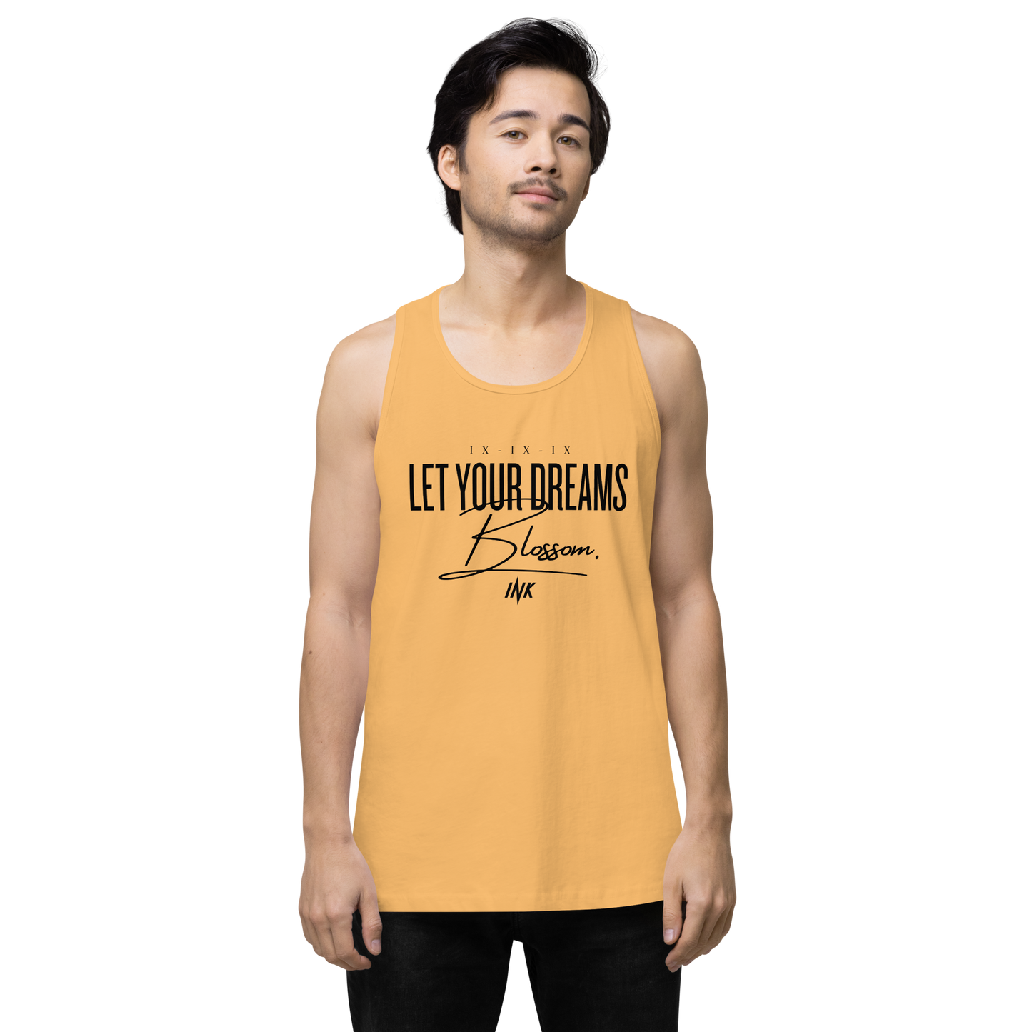 EliteBlend Premium Tank Top with "Let Your Dreams Blossom" design