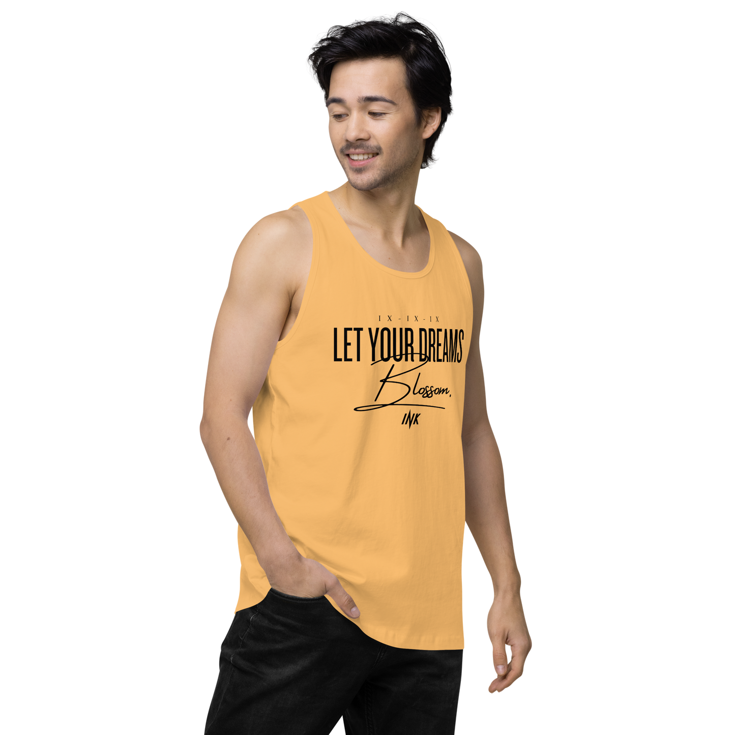 EliteBlend Premium Tank Top with "Let Your Dreams Blossom" design