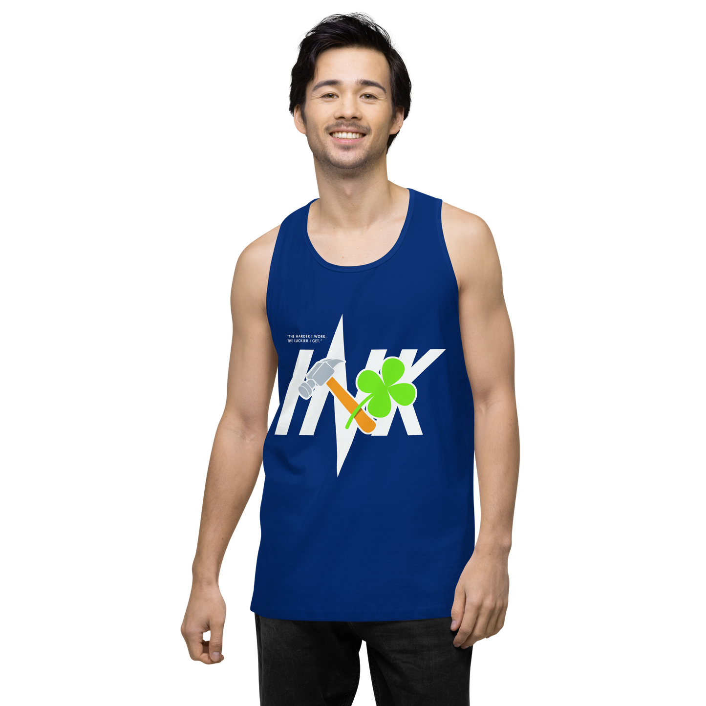 EliteBlend Premium Tank Top with Iconic “Lucky Worker” motif