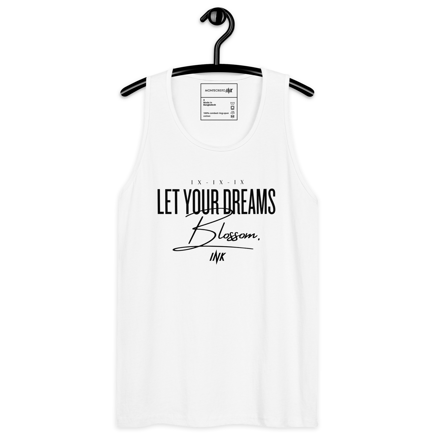 EliteBlend Premium Tank Top with "Let Your Dreams Blossom" design