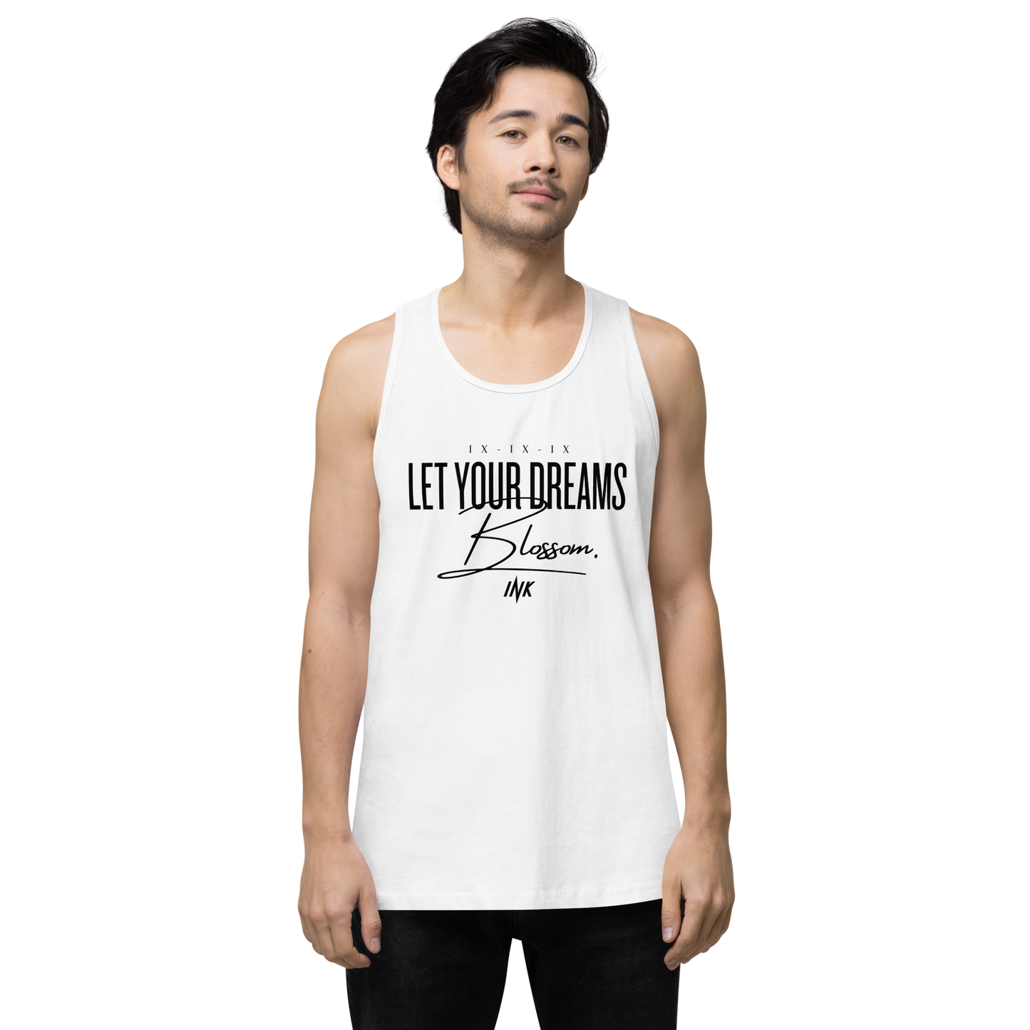 EliteBlend Premium Tank Top with "Let Your Dreams Blossom" design