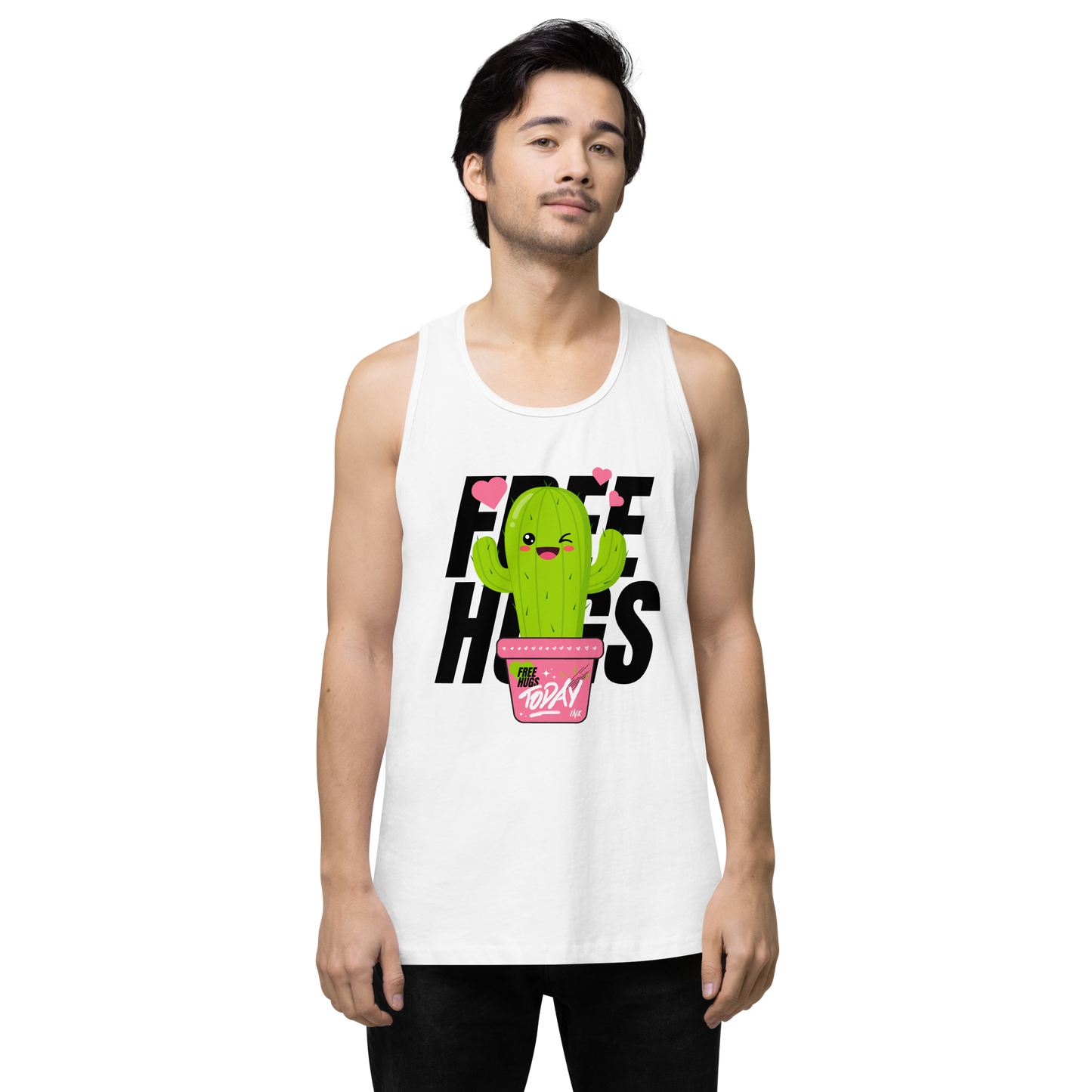 EliteBlend Premium Tank Top with "Free Hugs Today" design