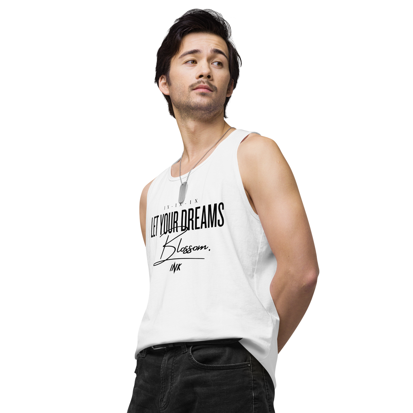 EliteBlend Premium Tank Top with "Let Your Dreams Blossom" design