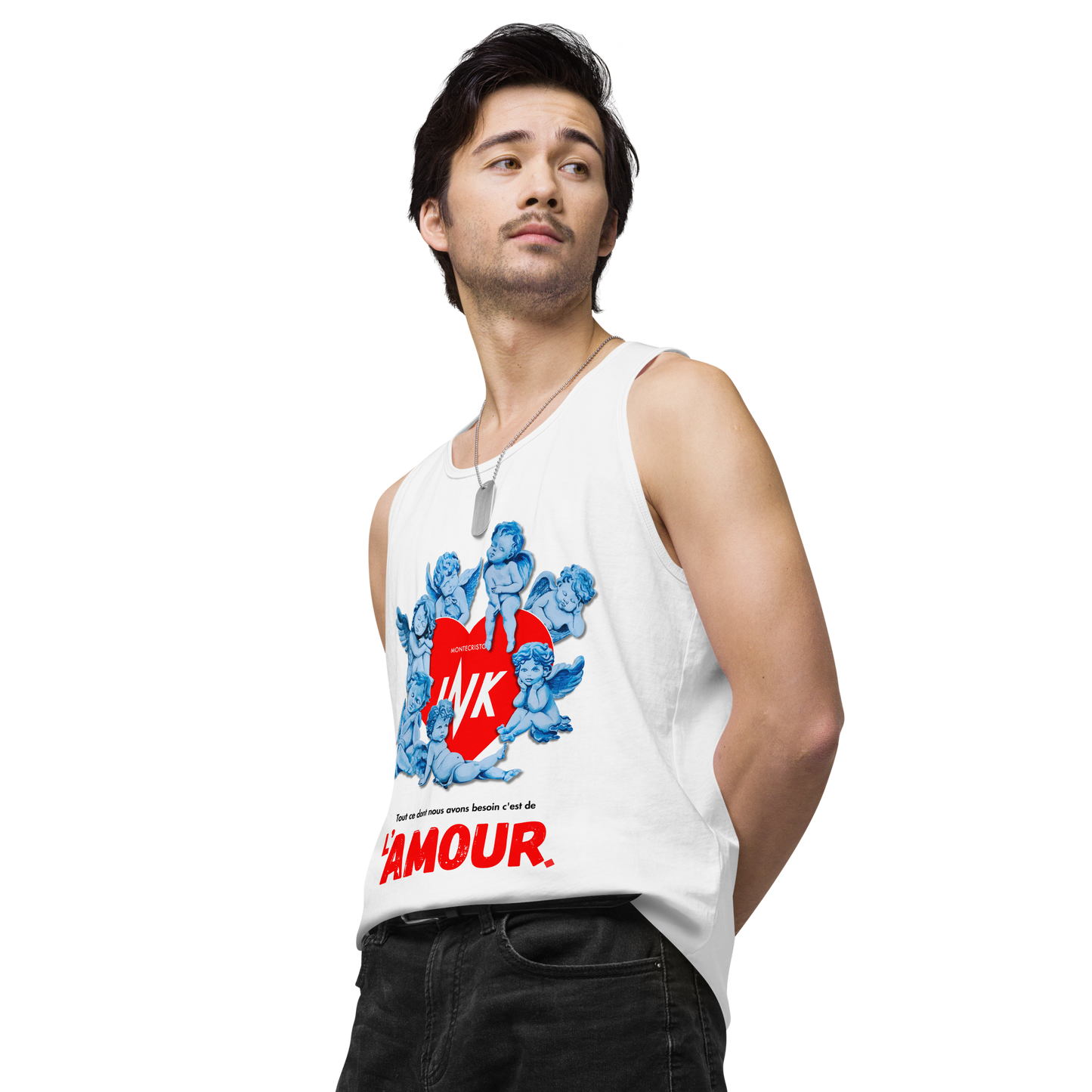 EliteBlend Premium Tank Top with Iconic “AMOUR” motif