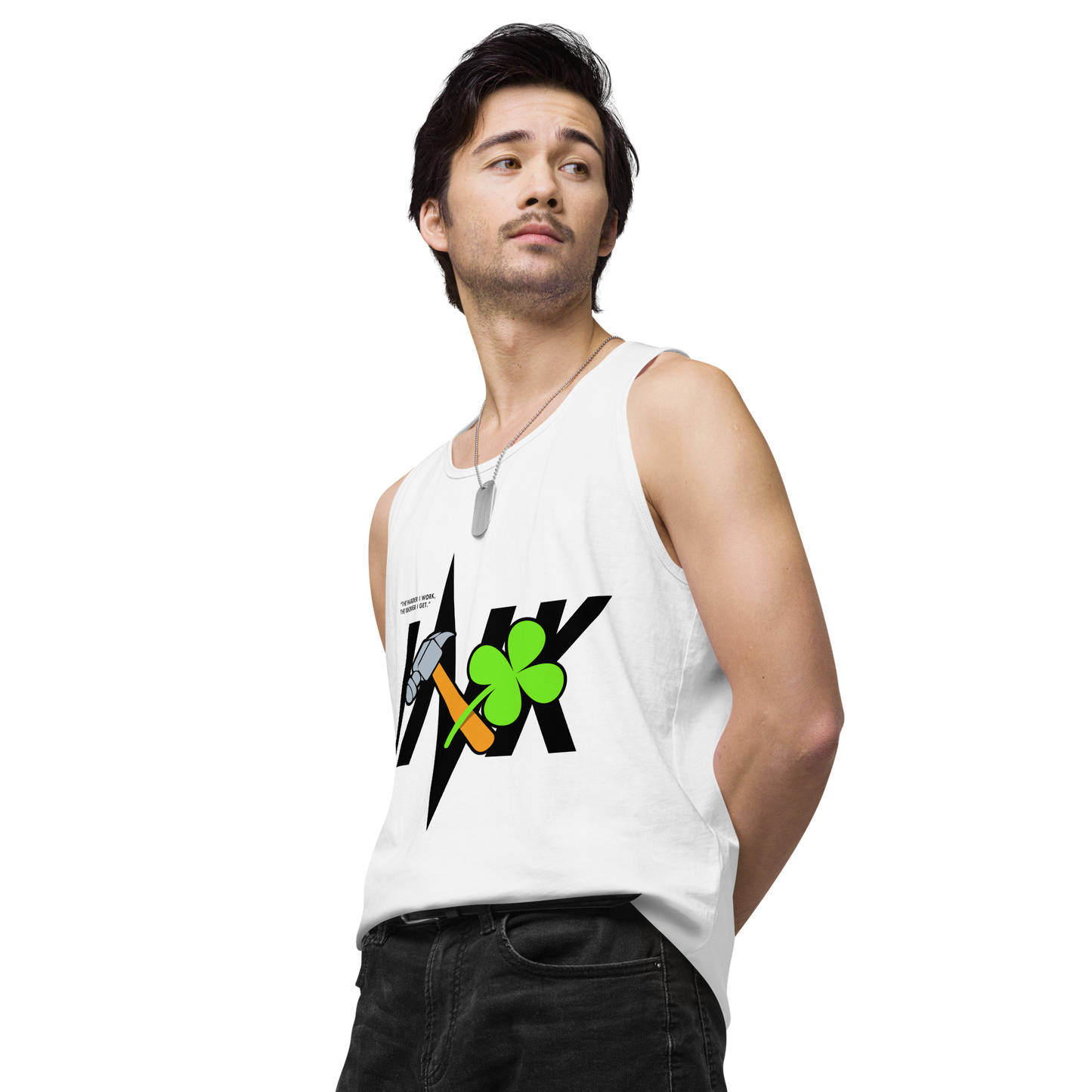 EliteBlend Premium Tank Top with Iconic “Lucky Worker” motif