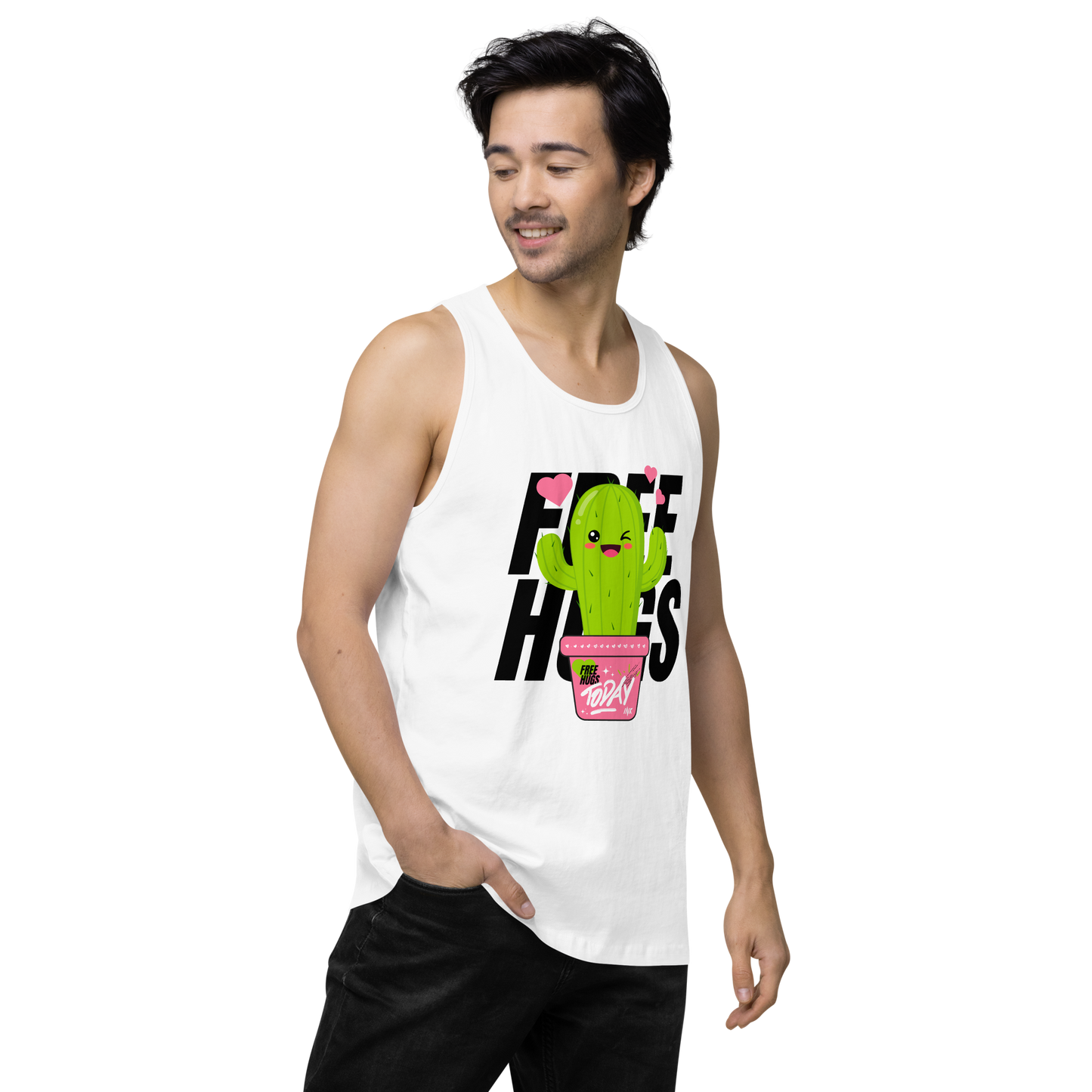 EliteBlend Premium Tank Top with "Free Hugs Today" design