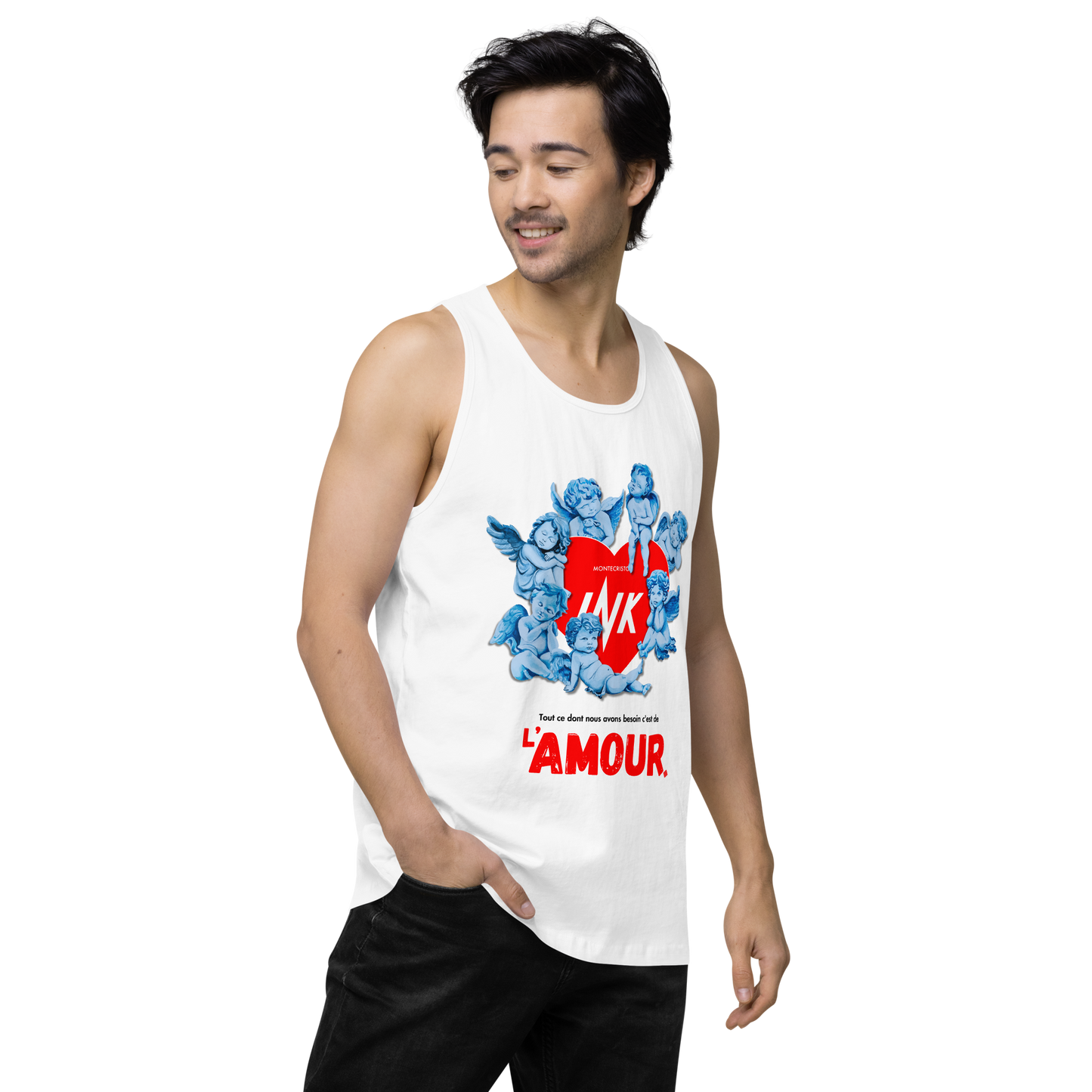 EliteBlend Premium Tank Top with Iconic “AMOUR” motif