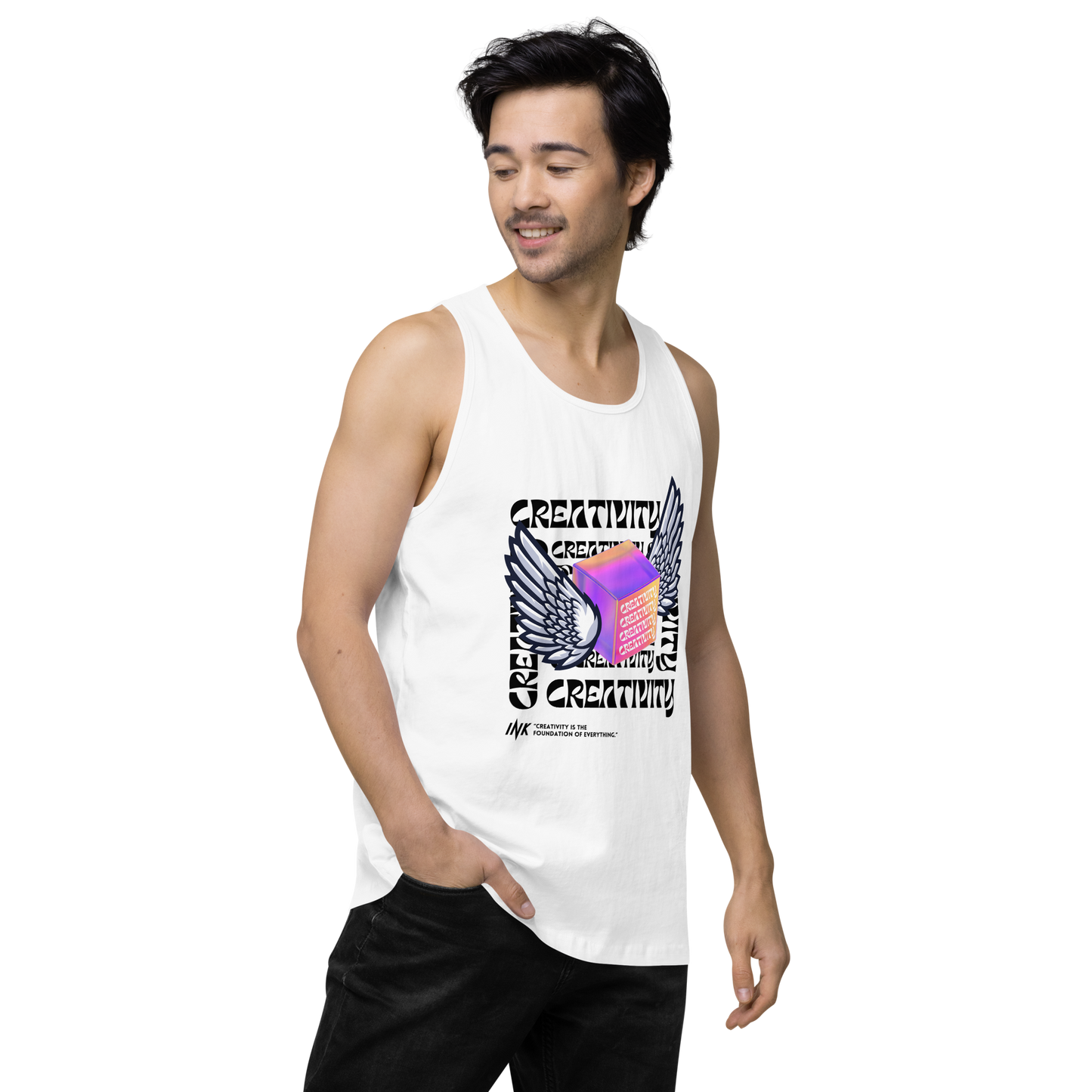 EliteBlend Premium Tank Top with Iconic "Cube of Creativity" print