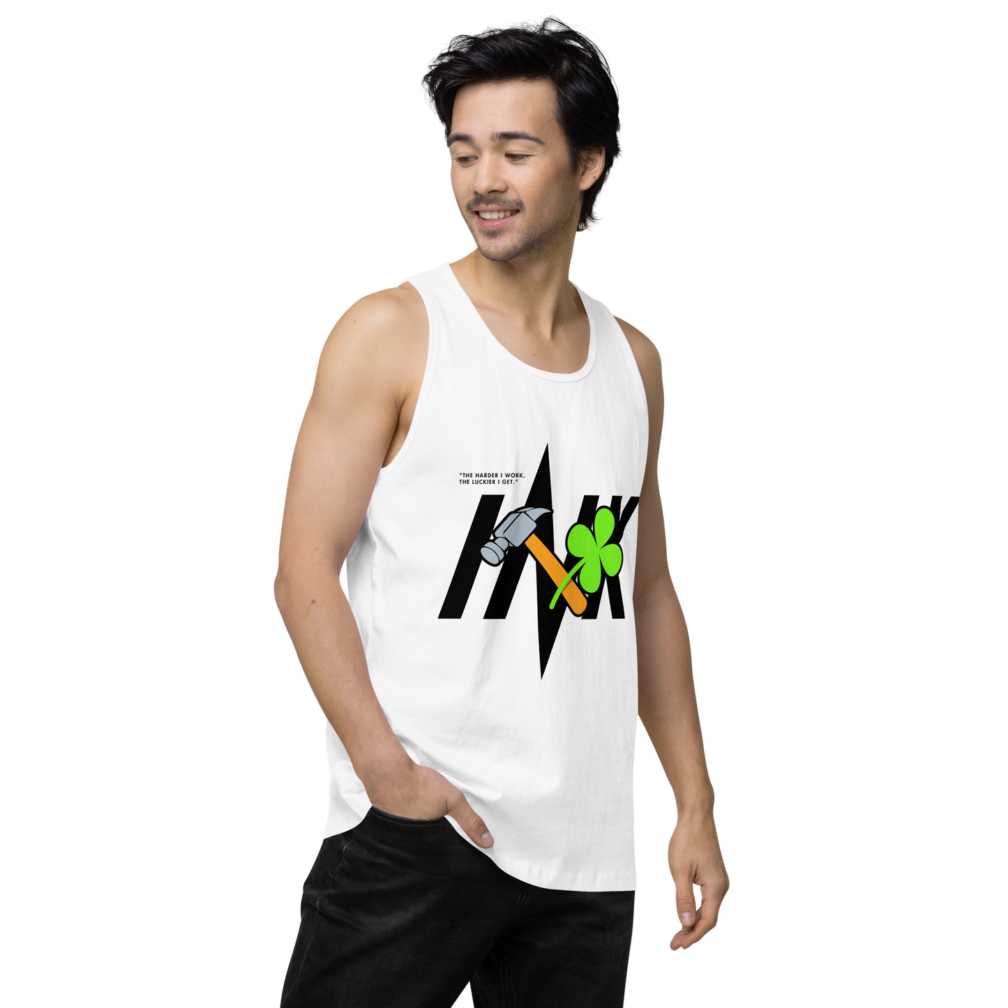 EliteBlend Premium Tank Top with Iconic “Lucky Worker” motif