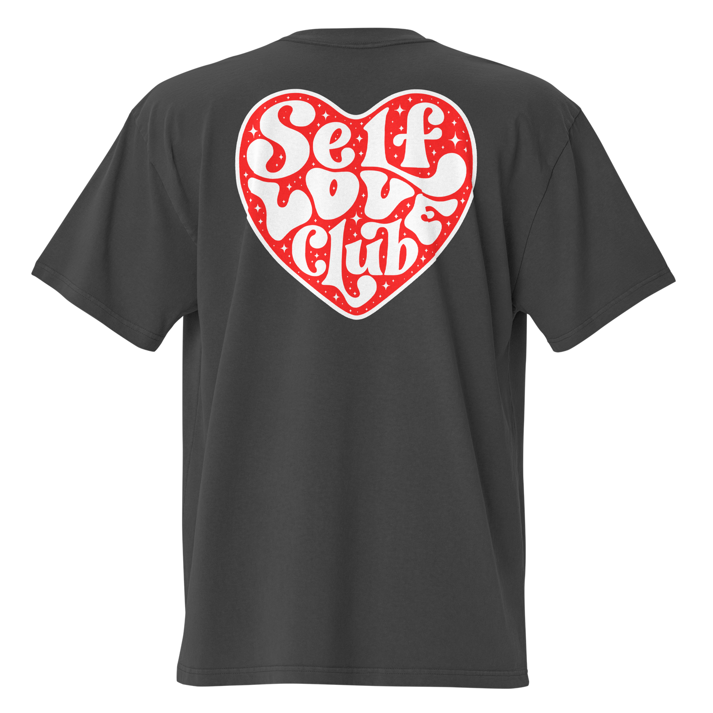 Oversized Retro Faded Tee with "Self Love Club" motif