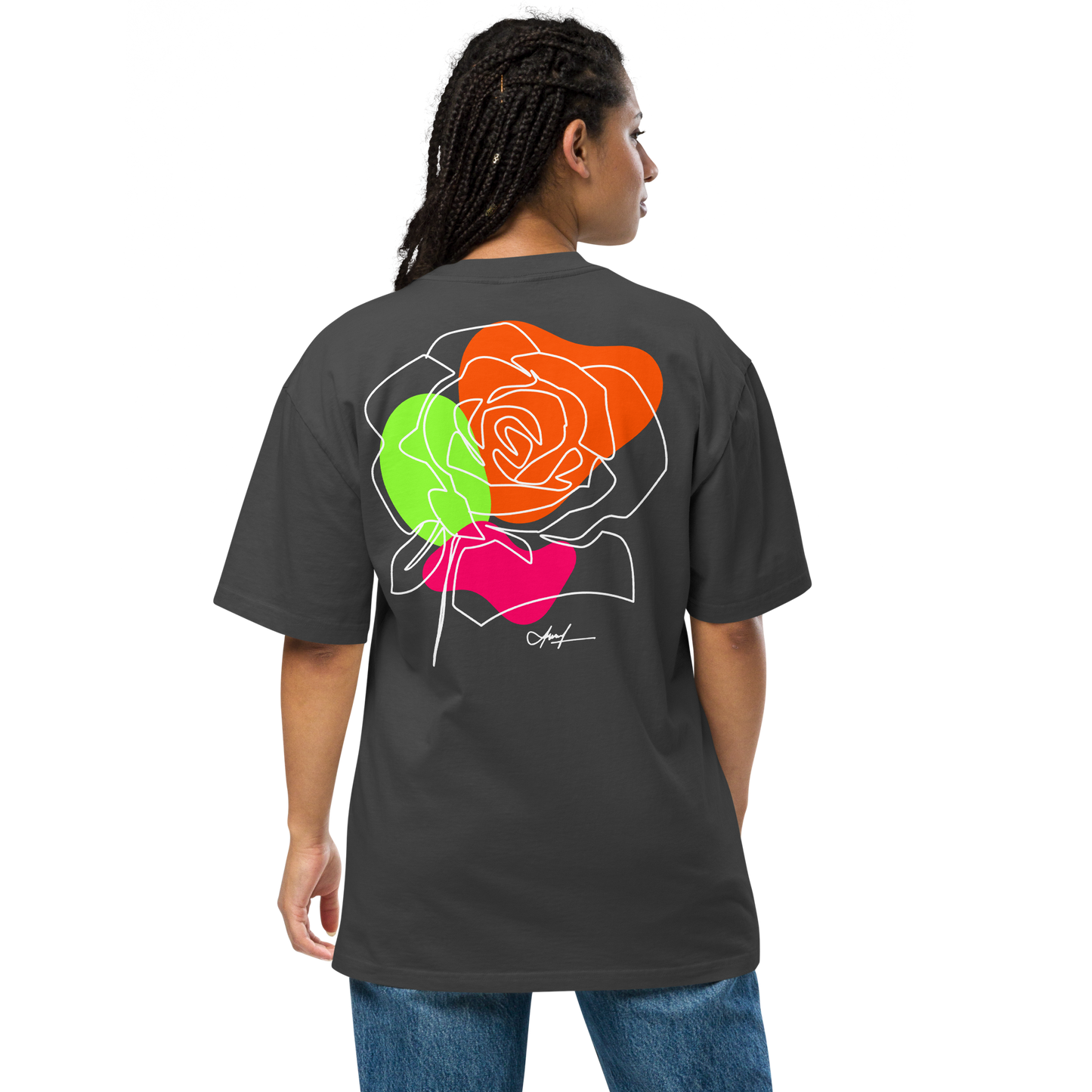 Oversized Retro Faded Tee with "Let Your Dreams Blossom" design