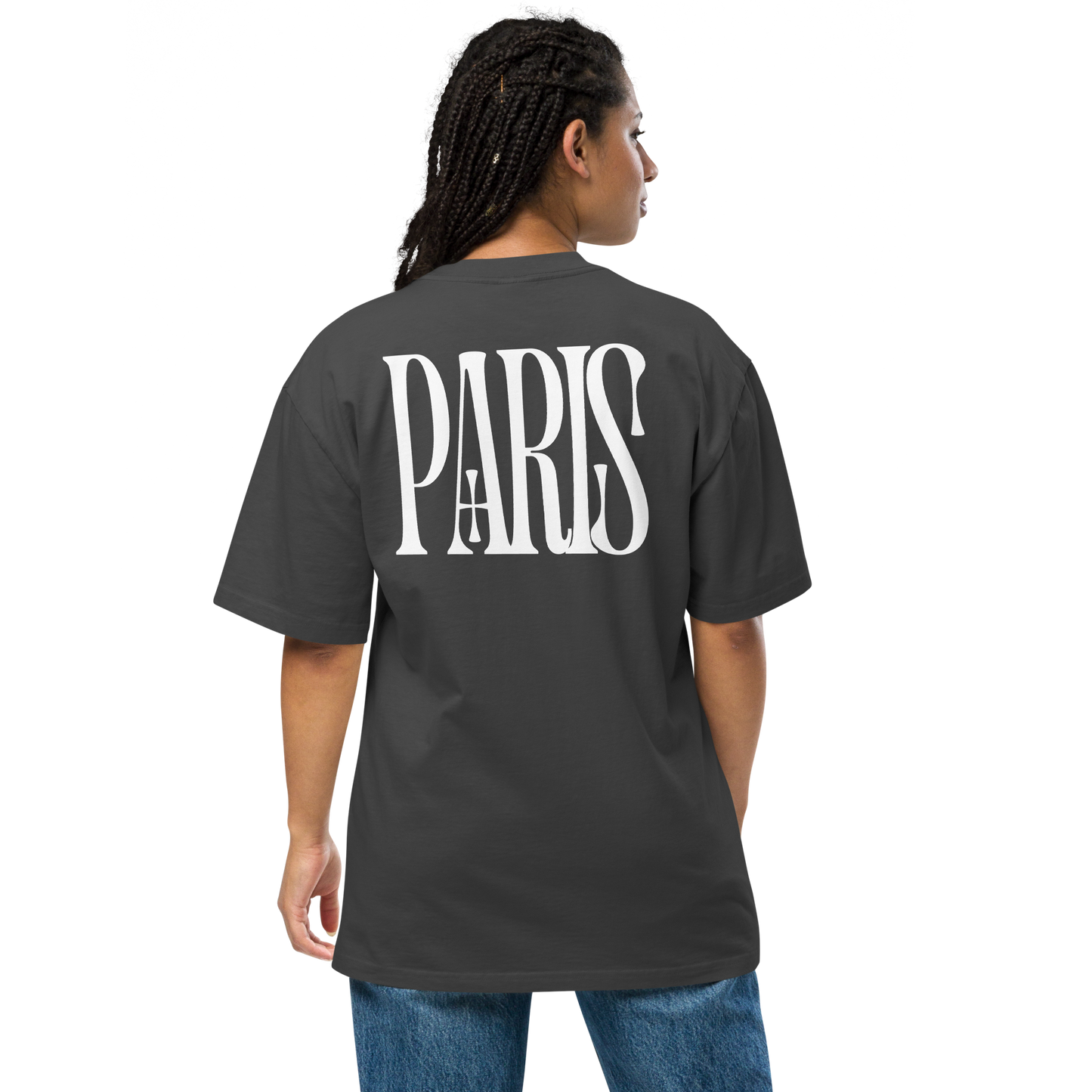 Oversized Retro Faded Tee with “Arc de Triomphe, Paris” motif