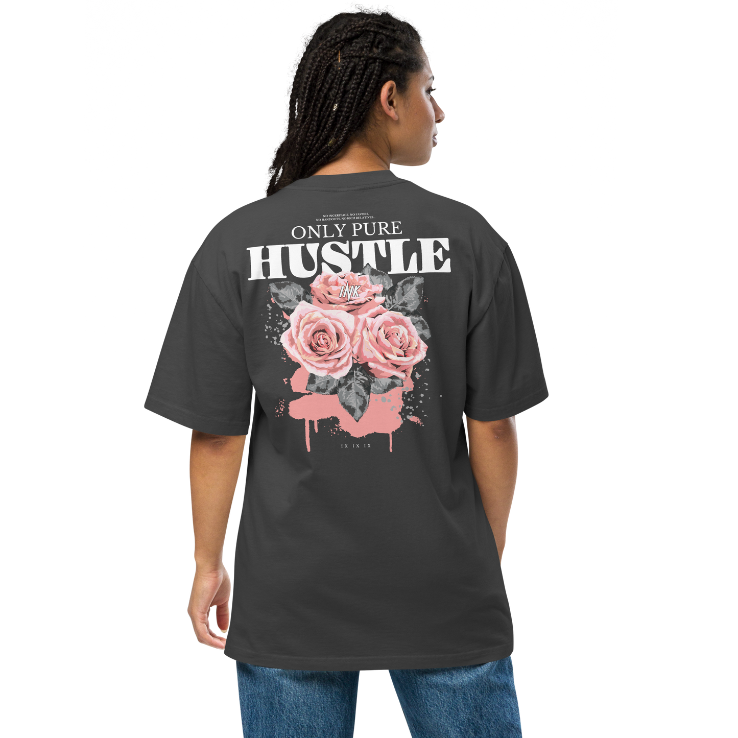 Oversized Retro Faded Tee with "Only Pure Hustle" motif