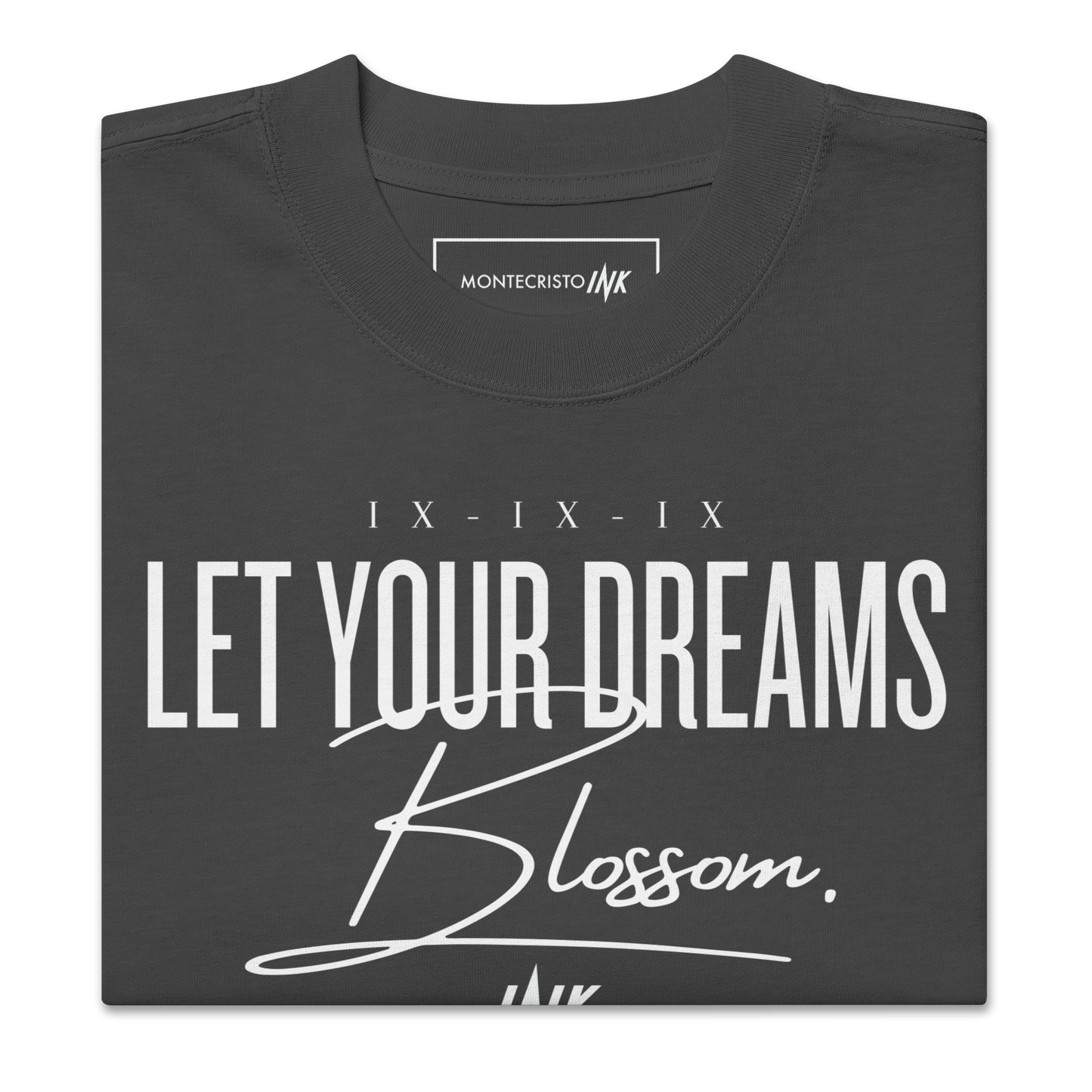 Oversized Retro Faded Tee with "Let Your Dreams Blossom" design