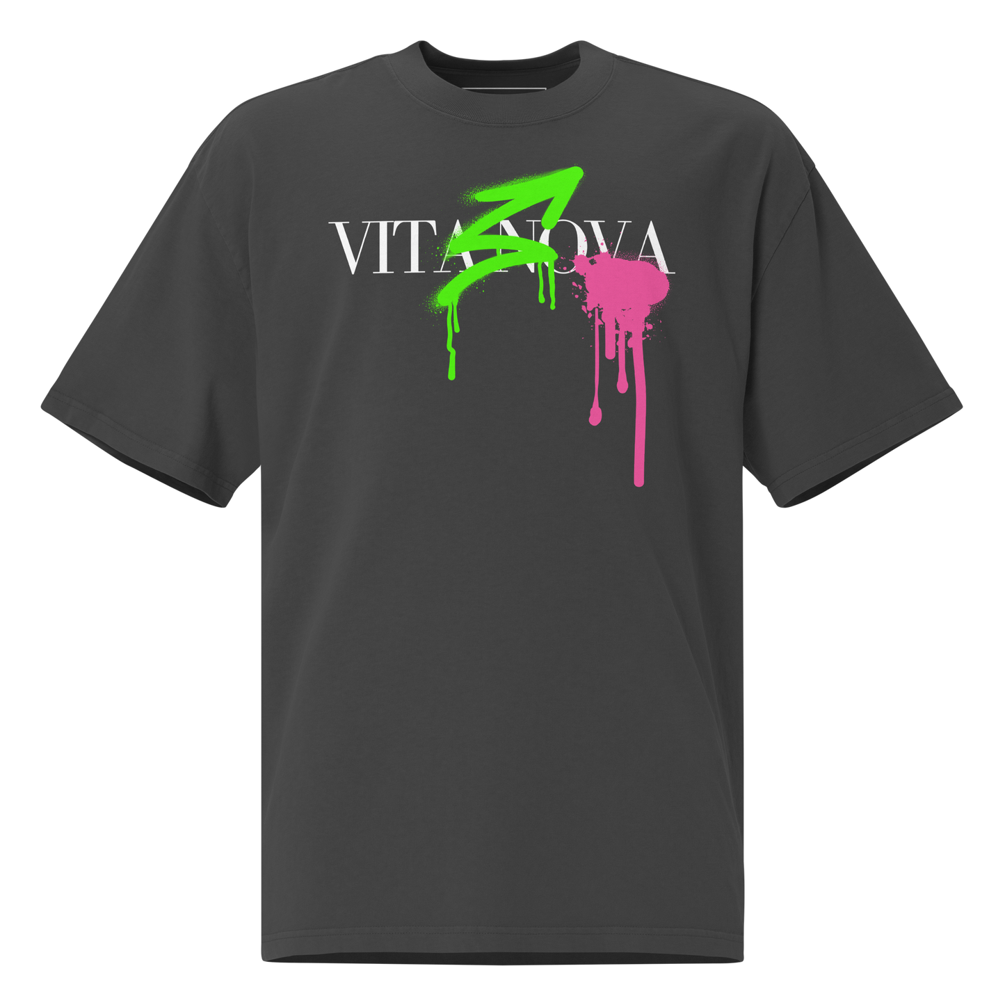 “Vita Nova” motif Oversized Retro Faded Tee