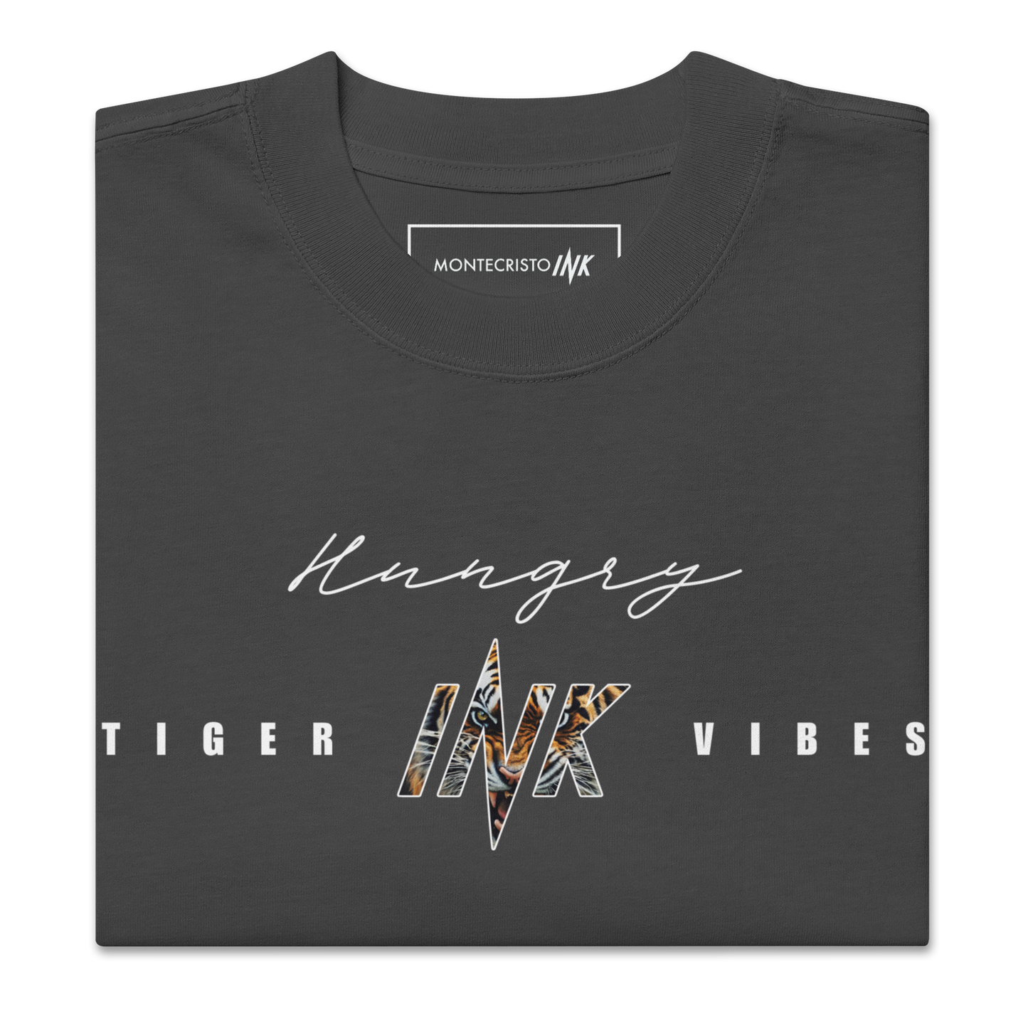 Oversized Retro Faded Tee with “Hungry Tiger Vibes” print