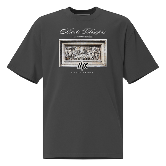 Oversized Retro Faded Tee with “Arc de Triomphe, Paris” motif