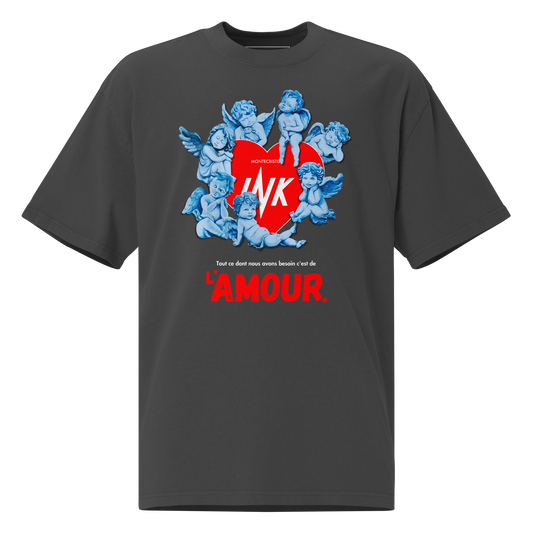 Oversized Retro Faded Tee with Iconic “AMOUR” motif