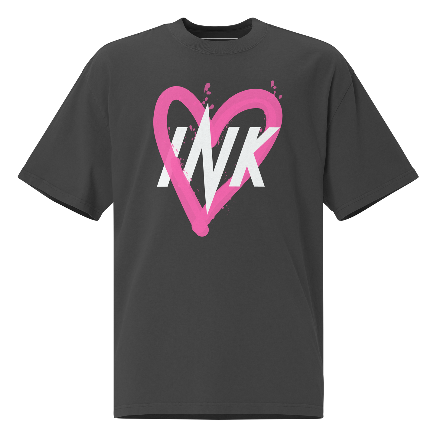 Oversized Retro Faded Tee with "Ink Heart" Iconic motif