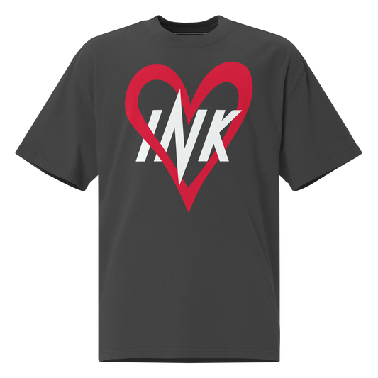 Oversized Retro Faded Tee with "Ink Love" Iconic motif