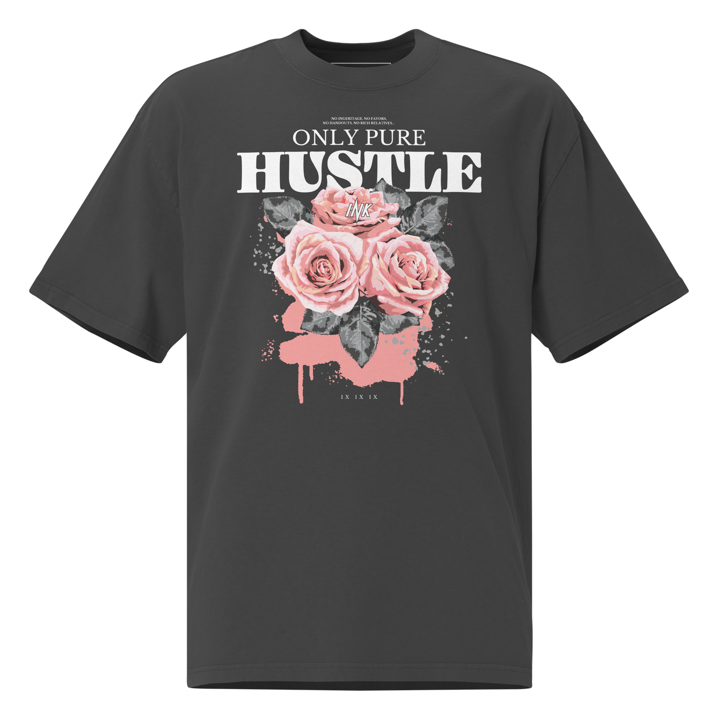 Oversized Retro Faded Tee with "Only Pure Hustle" motif