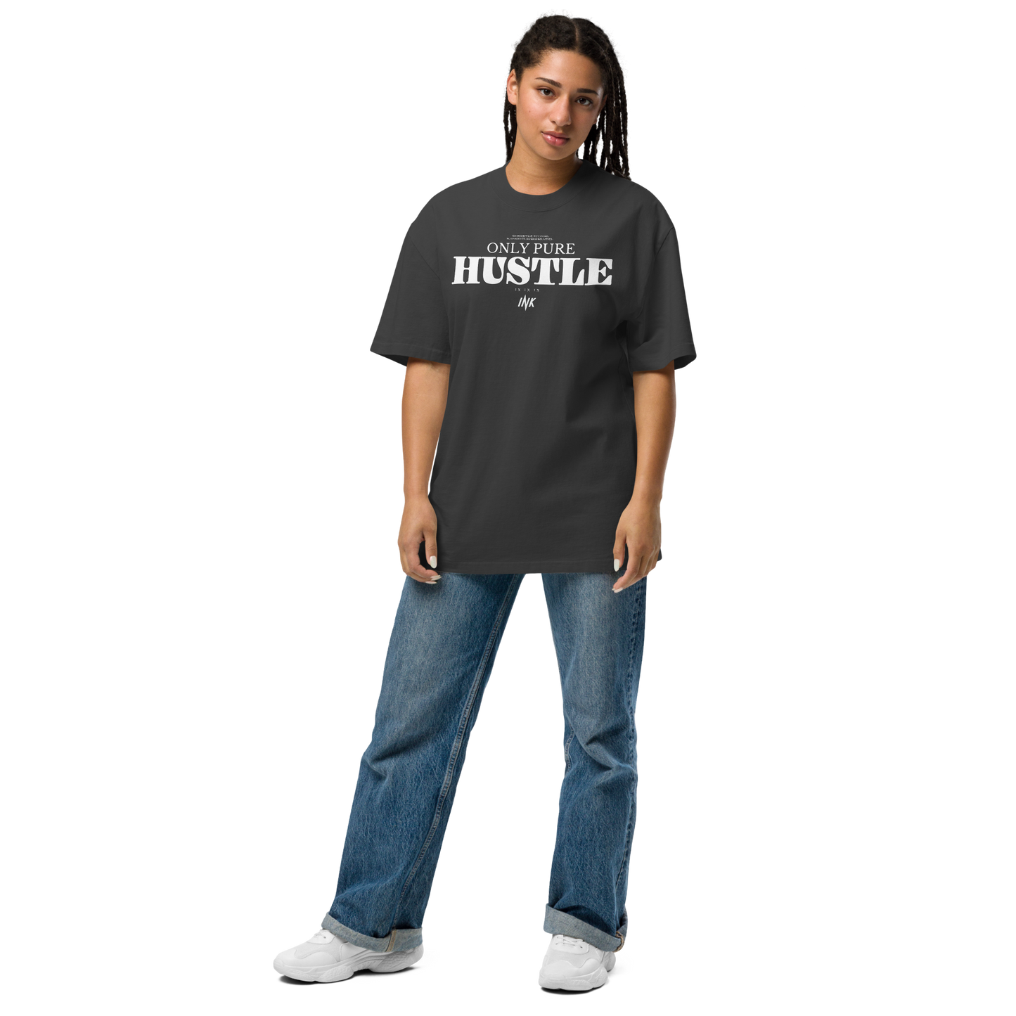 Oversized Retro Faded Tee with "Only Pure Hustle" motif