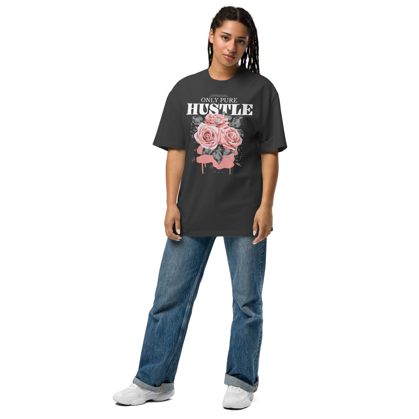 Oversized Retro Faded Tee with "Only Pure Hustle" motif