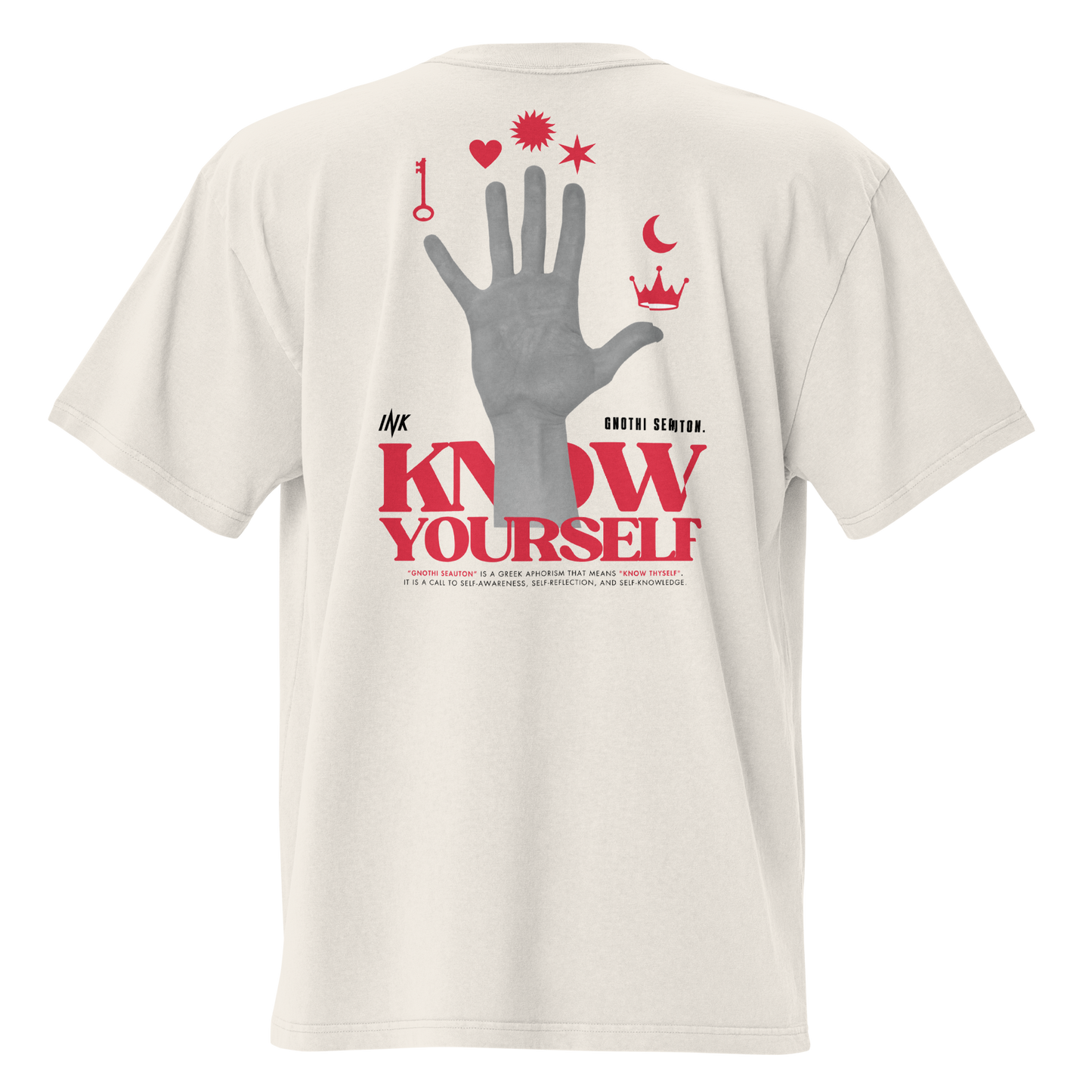 Oversized Retro Faded Tee with "Know Yourself" design