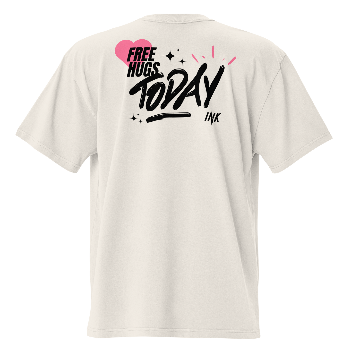 Oversized Retro Faded Tee with "Free Hugs Today" design