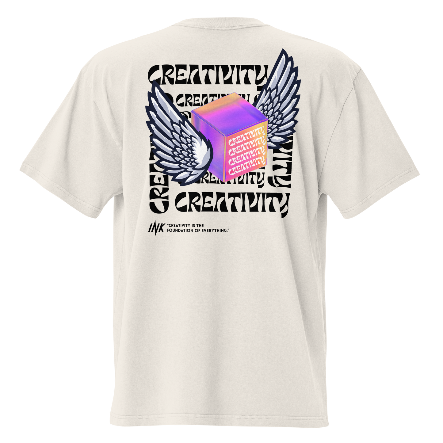 Oversized Retro Faded Tee with Iconic "Cube of Creativity" print