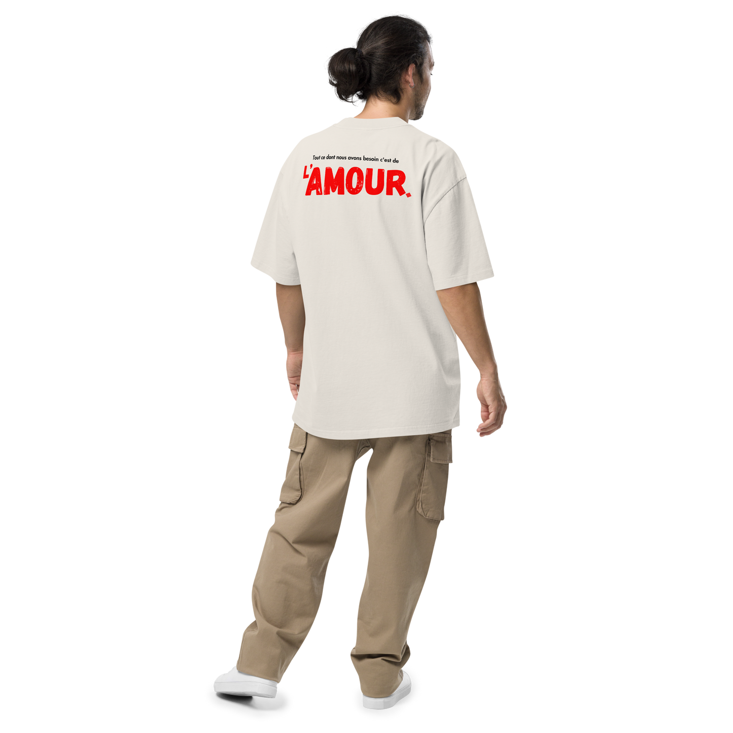 Oversized Retro Faded Tee with Iconic “AMOUR” motif