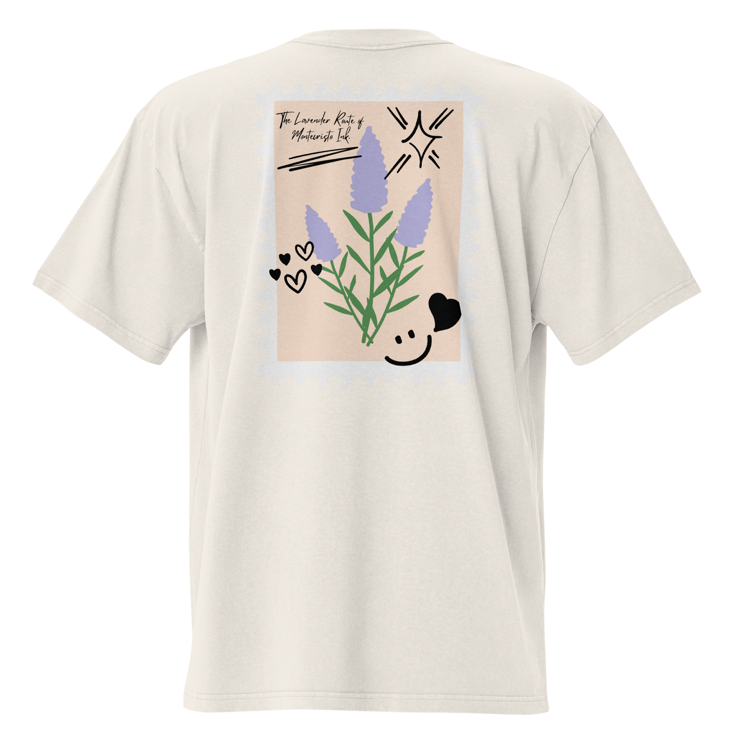 “The Lavender Route” motif Oversized Retro Faded Tee