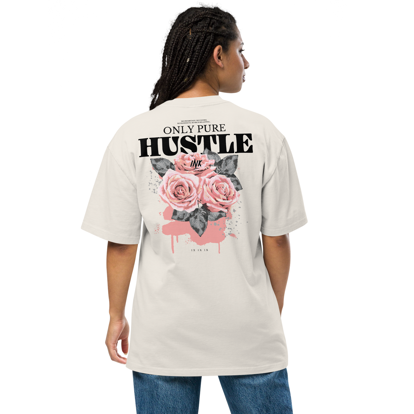 Oversized Retro Faded Tee with "Only Pure Hustle" motif