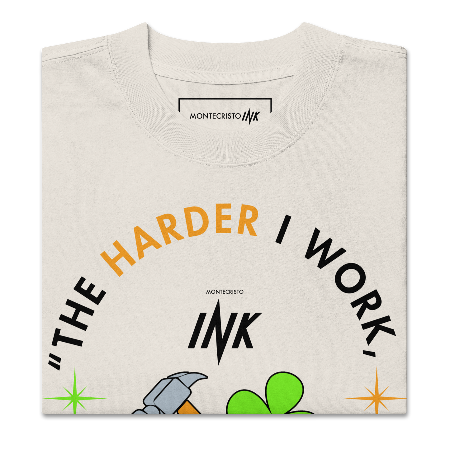 Oversized Retro Faded Tee with Iconic “Lucky Worker” motif