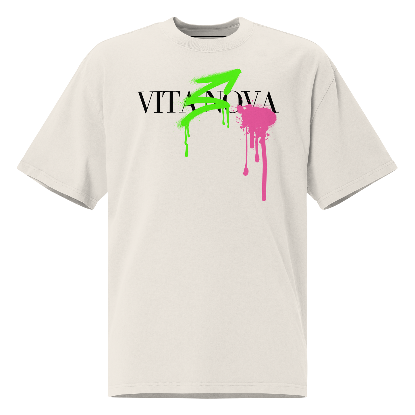 “Vita Nova” motif Oversized Retro Faded Tee