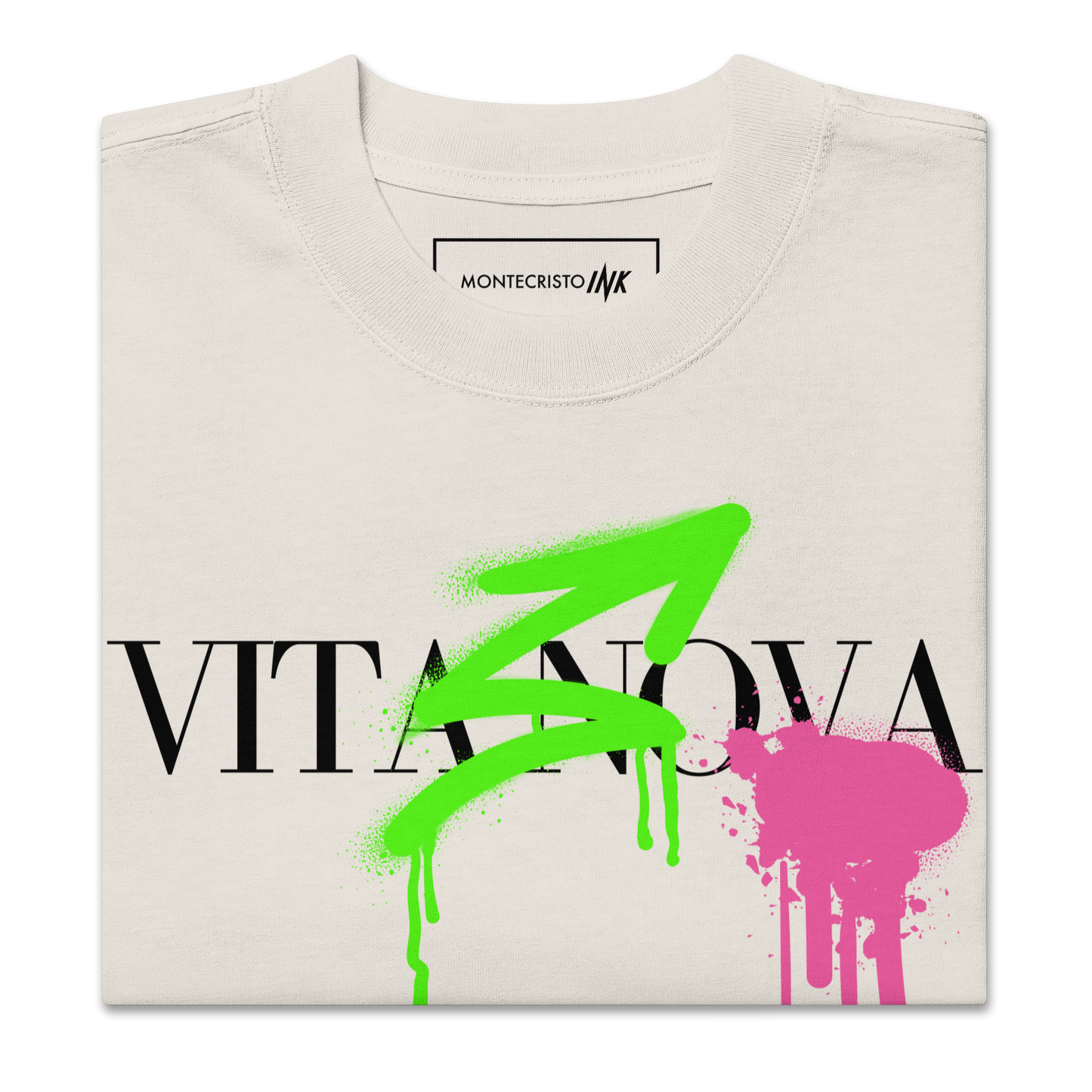 “Vita Nova” motif Oversized Retro Faded Tee