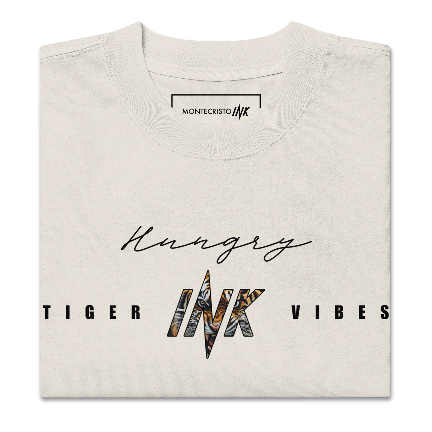 Oversized Retro Faded Tee with “Hungry Tiger Vibes” print