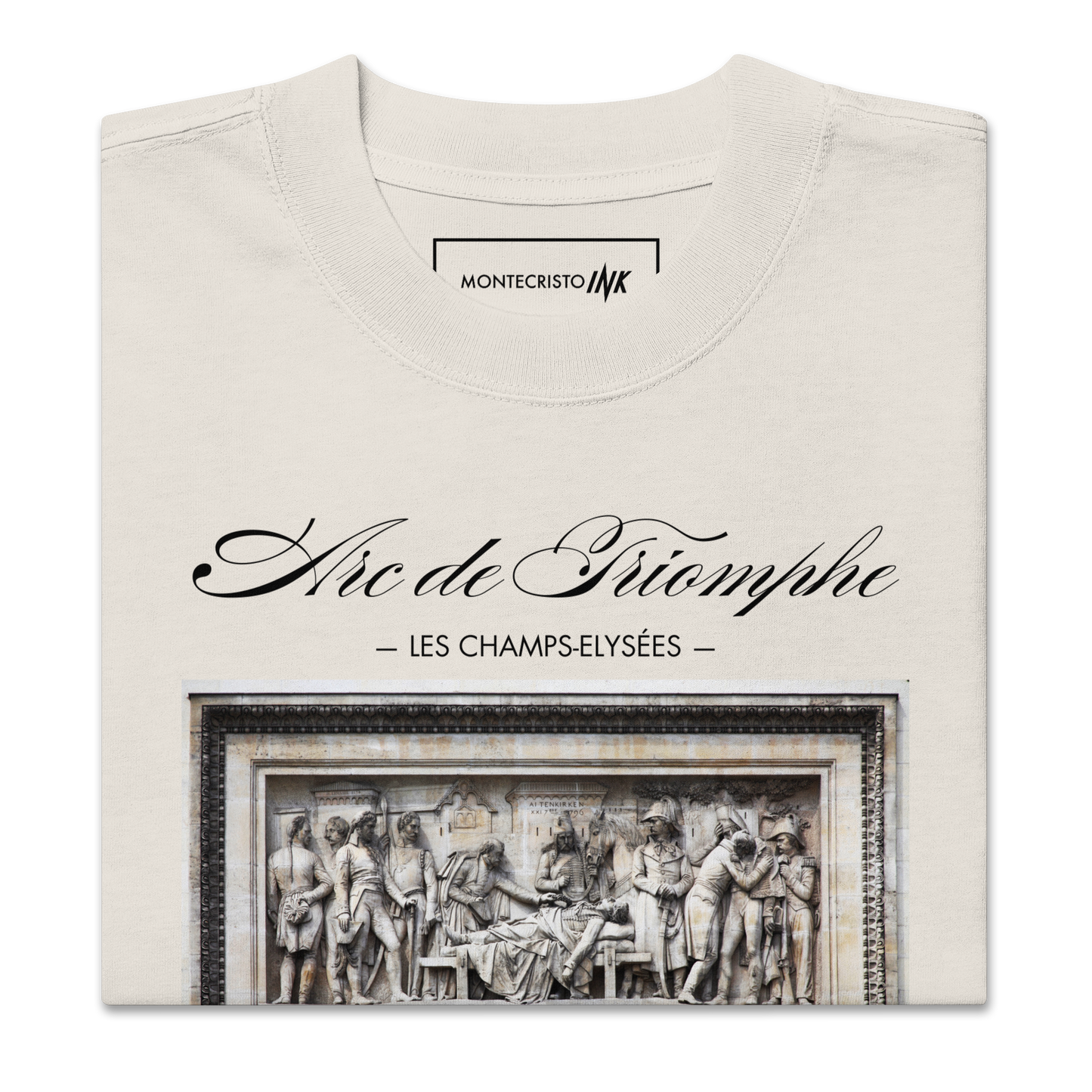 Oversized Retro Faded Tee with “Arc de Triomphe, Paris” motif