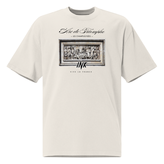 Oversized Retro Faded Tee with “Arc de Triomphe, Paris” motif