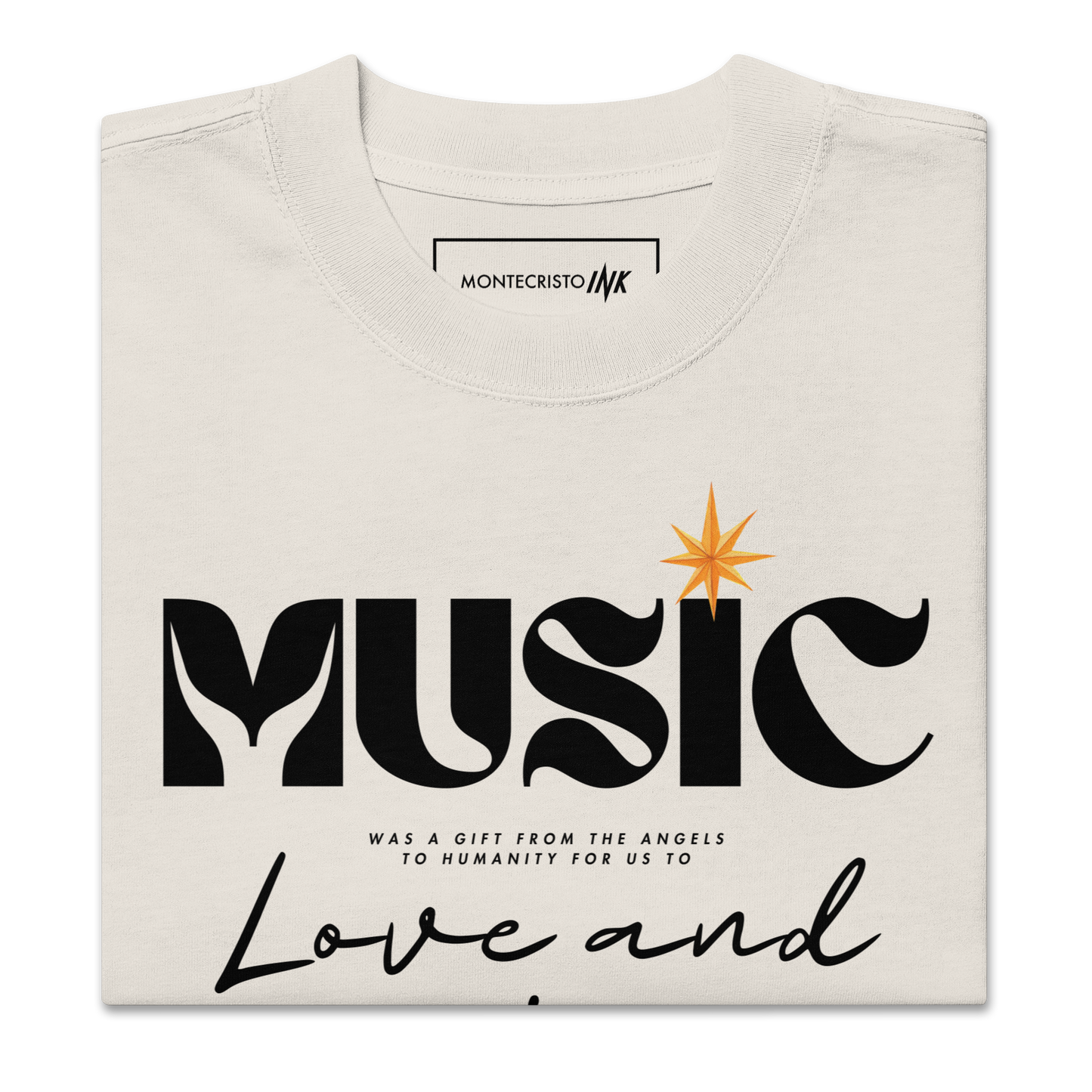 Oversized Retro Faded Tee with "Music" motif