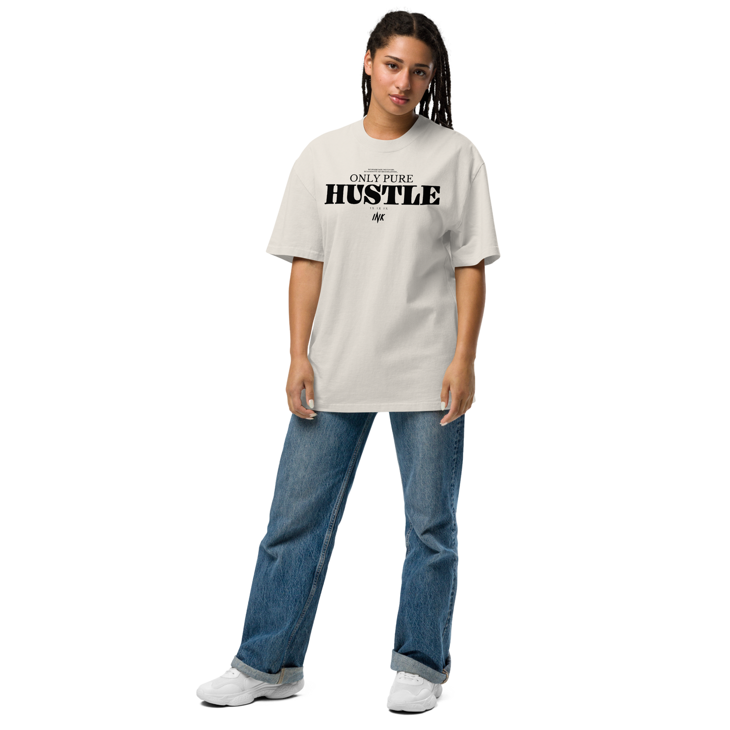 Oversized Retro Faded Tee with "Only Pure Hustle" motif